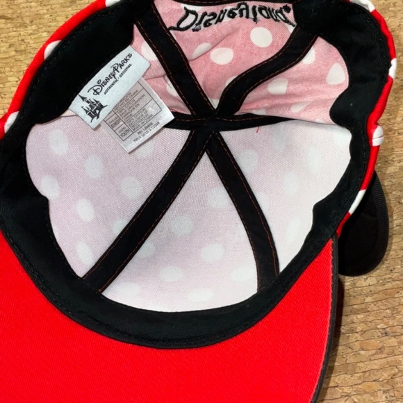 Minnie Mouse Disneyland Parks Polka Dot Youth Cap Hat Ears & Red Bow Authentic - Picture 7 of 9